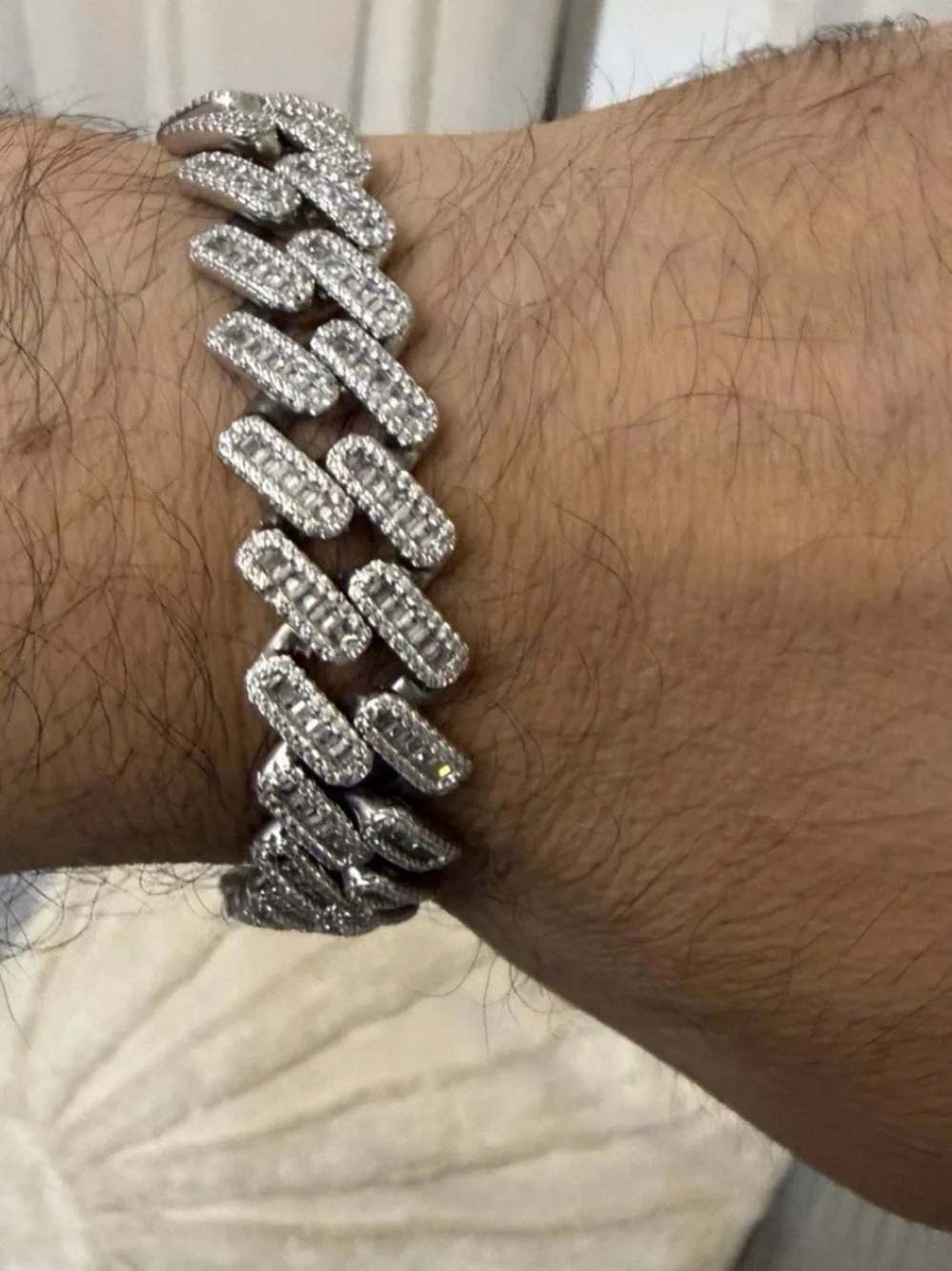 Men's 925 Sterling Silver Baguette Cuban Link Bracelet Iced Out CZ 15.4mm 8